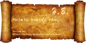 Helmly Boglárka névjegykártya
